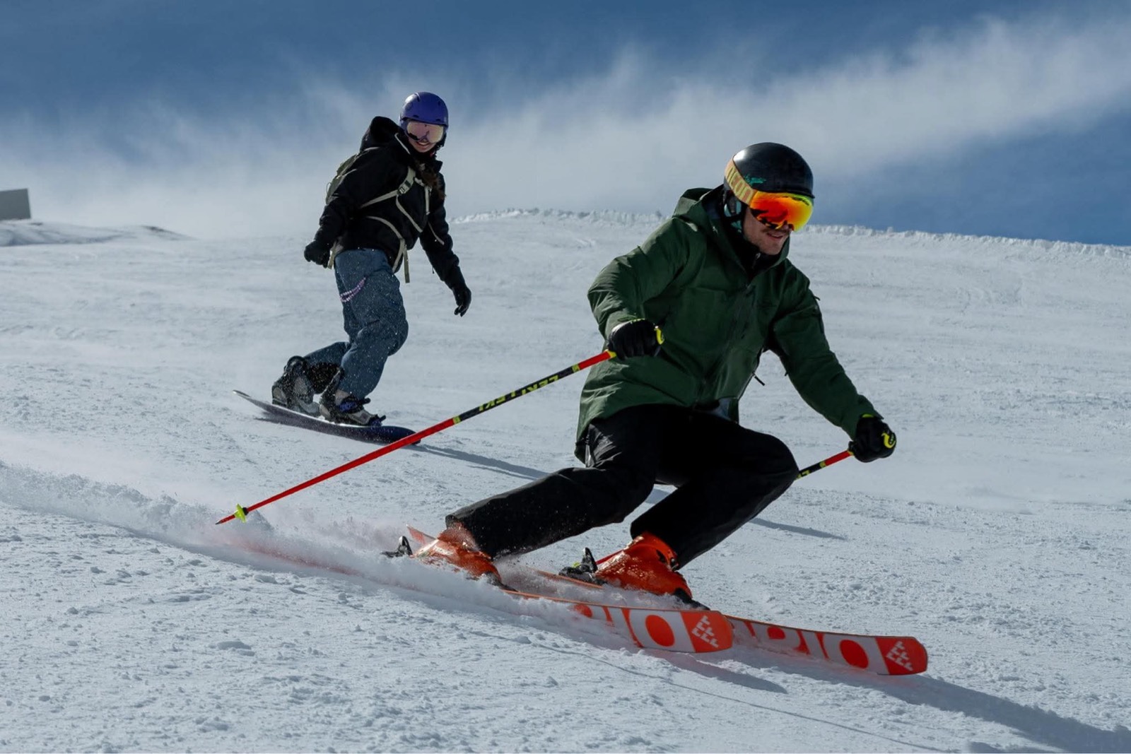 Szymon and Zofia skiing in Livigno